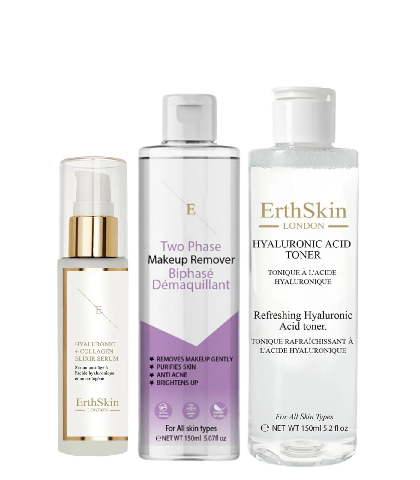 Best Tweefasige make-up verwijderaar + hyaluronzuurtoner + collageenserum Gezicht Sets