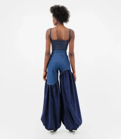 DAMES ÚCHÈ Tweekleurige denim broek