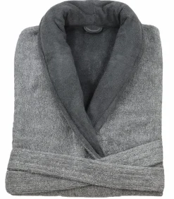 Discount Tweekleurige katoenen badjas voor heren, antracietgrijs xl Heren Badjassen