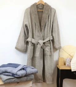 Discount Tweekleurige katoenen badjas voor heren, antracietgrijs xl Heren Badjassen