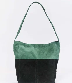 Outlet Twee-kleurige suède schoudertas CLOVER DAMES Tassen