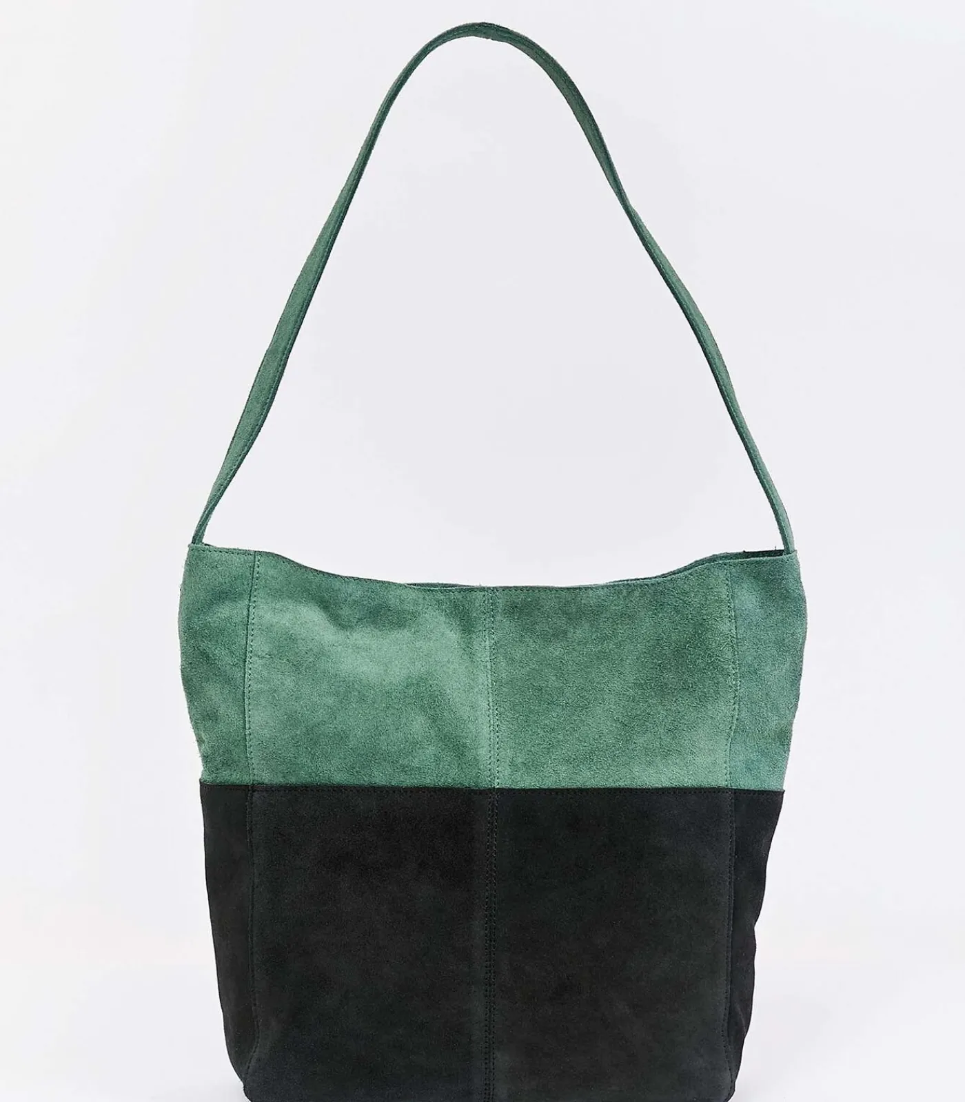 Outlet Twee-kleurige suède schoudertas CLOVER DAMES Tassen