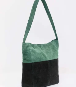 Outlet Twee-kleurige suède schoudertas CLOVER DAMES Tassen