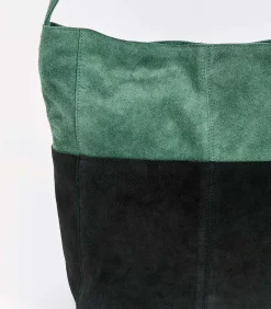 Outlet Twee-kleurige suède schoudertas CLOVER DAMES Tassen