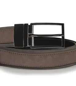 Discount Tweekleurige zwart/bruine leren herenriem Heren Riemen