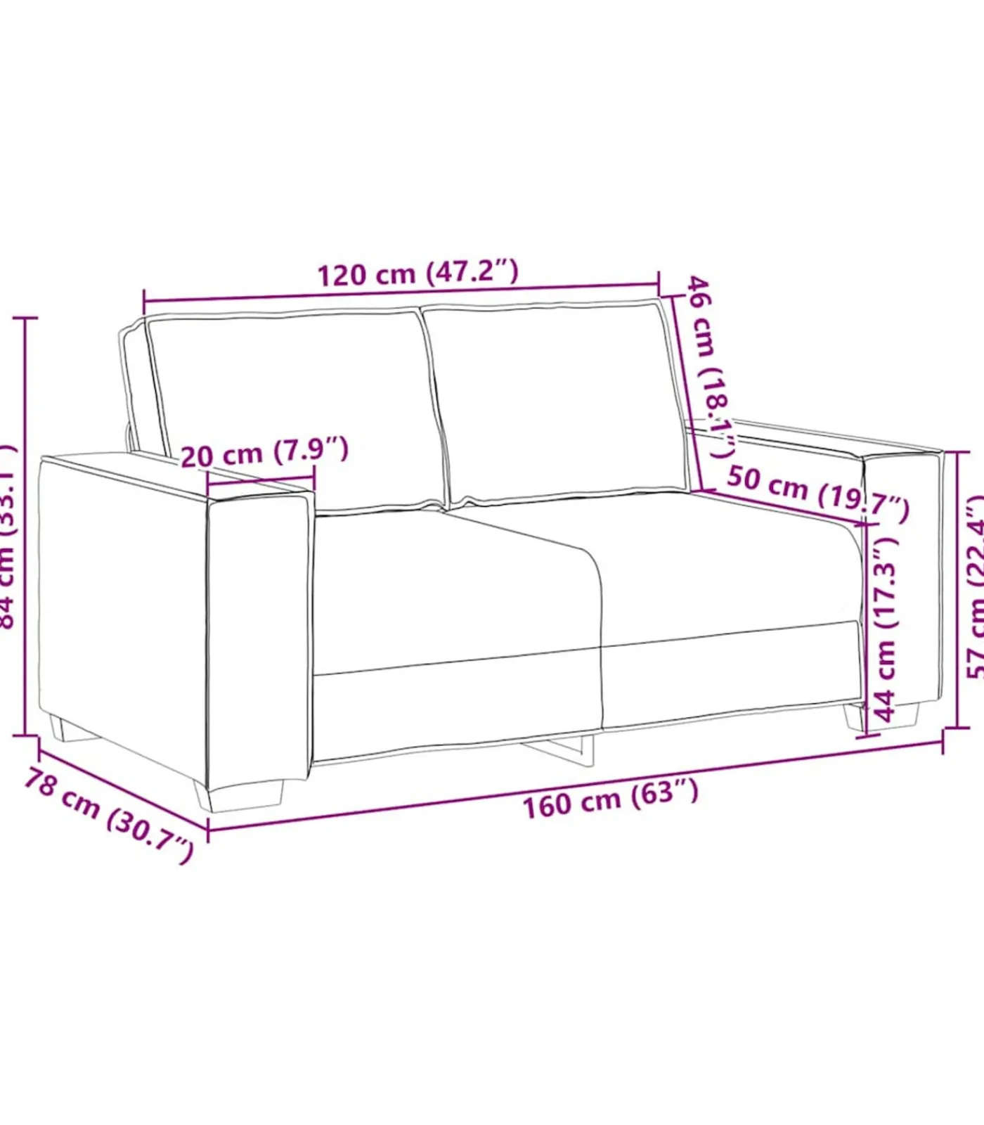 vidaXL Tweezitsbank 120 cm fluweel donkergrijs