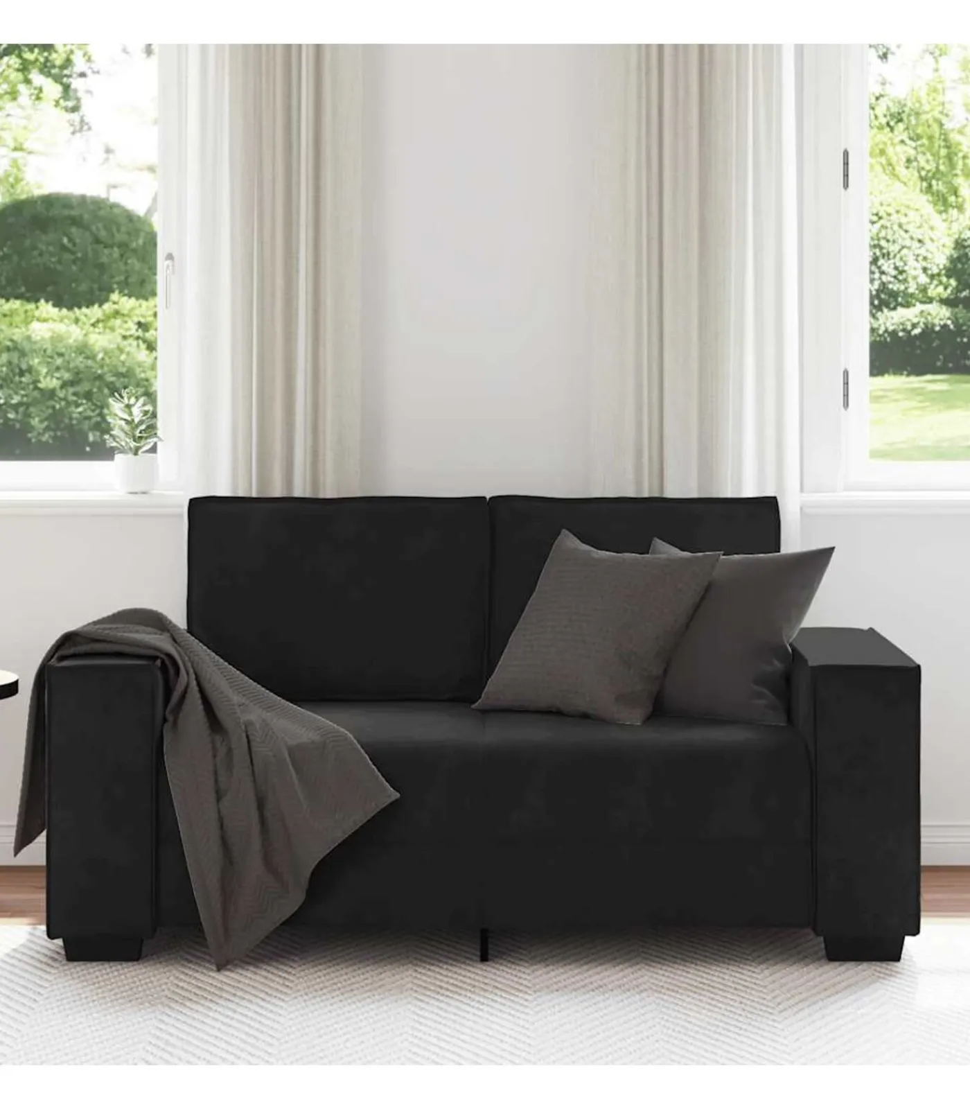 vidaXL Tweezitsbank 120 cm fluweel zwart