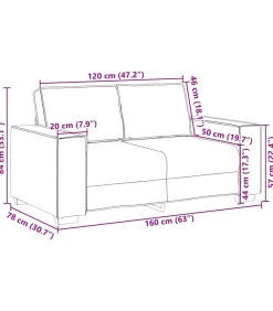 vidaXL Tweezitsbank 120 cm fluweel zwart