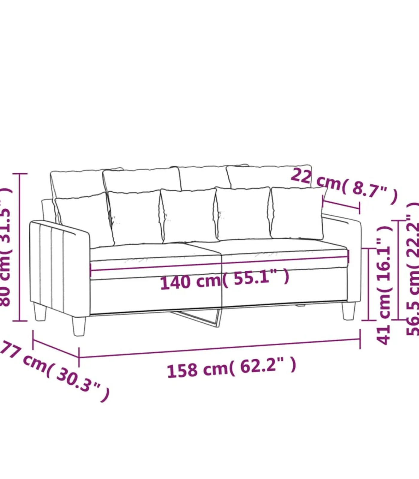 Best Tweezitsbank 140 cm stof lichtgeel Zetels