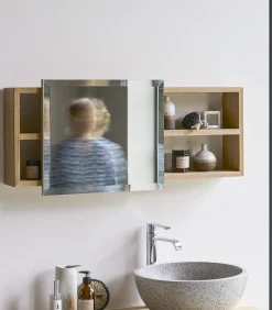 New Typo - Toiletkastje van massief teakhout Spiegels