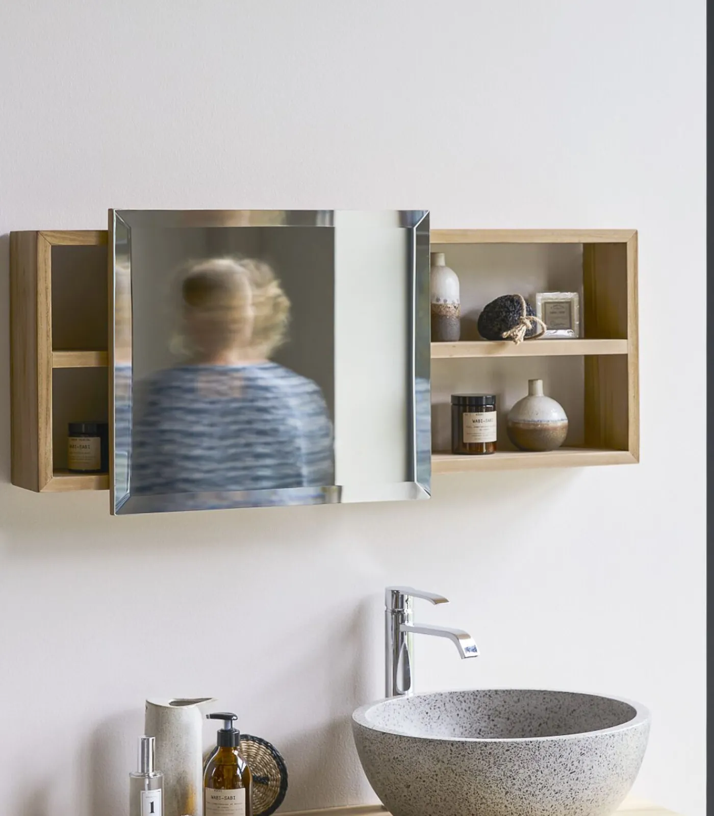 New Typo - Toiletkastje van massief teakhout Spiegels