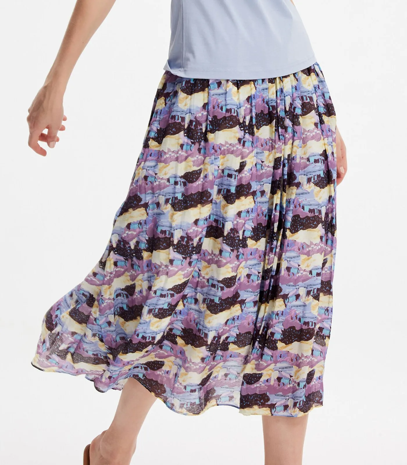 DAMES Smart & Joy Uitlopende midi-rok met abstracte print