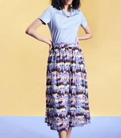 DAMES Smart & Joy Uitlopende midi-rok met abstracte print