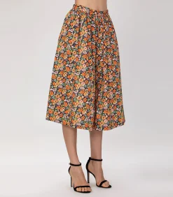 DAMES Smart & Joy Uitlopende rok met retro bloemenprint