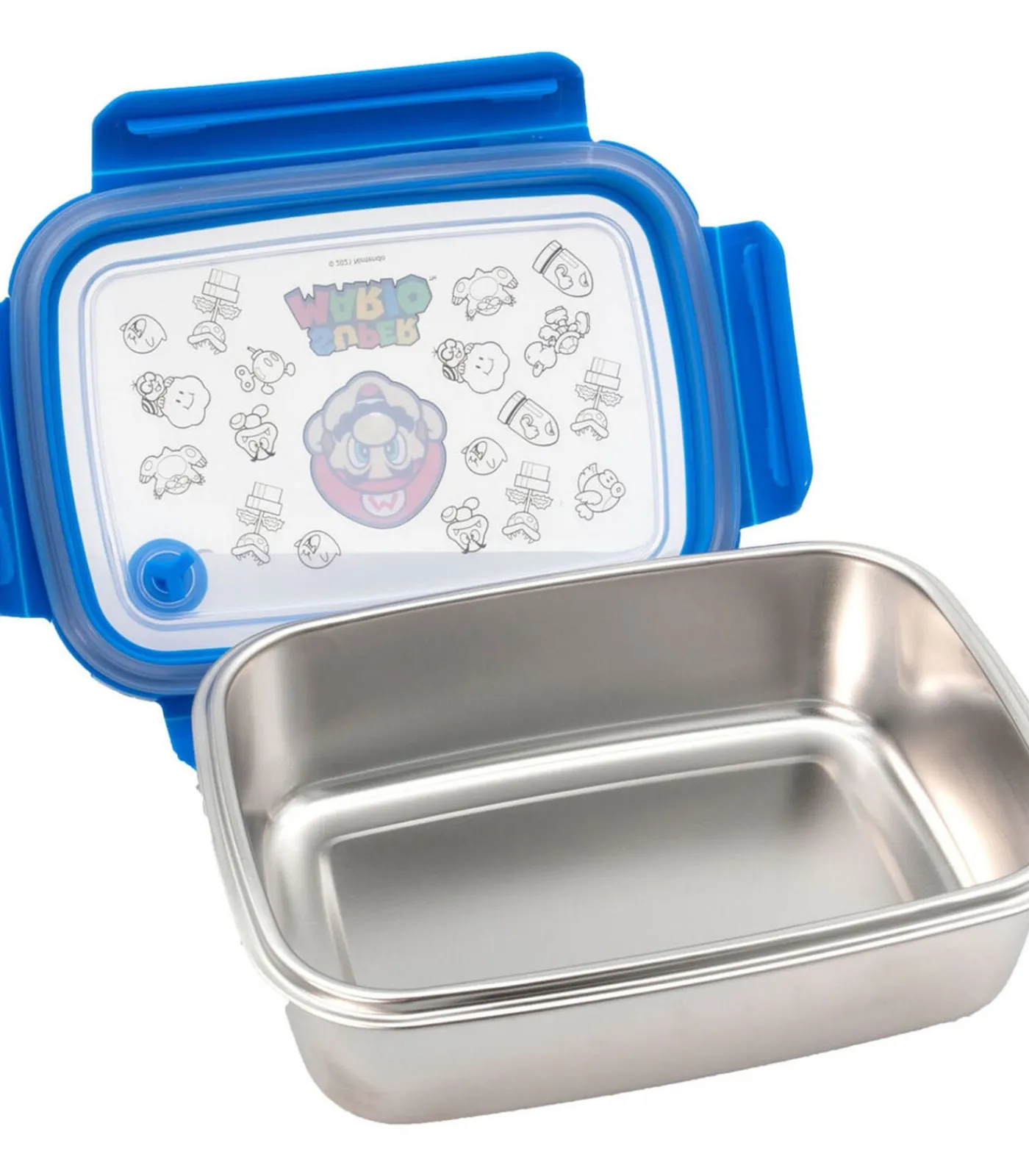 Super Mario broodtrommel RVS met transparant deksel - lunchbox Kinderen Speelgoed