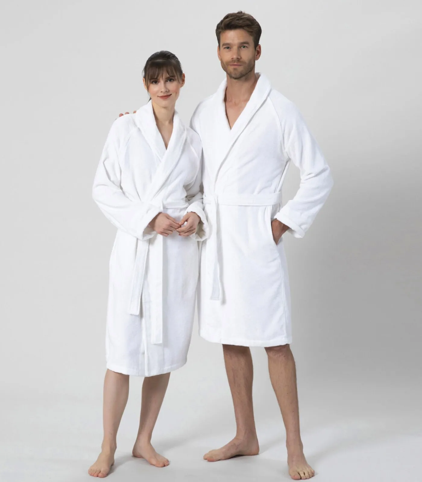 New Unisex Badjas Solid Wit - L Heren Badjassen