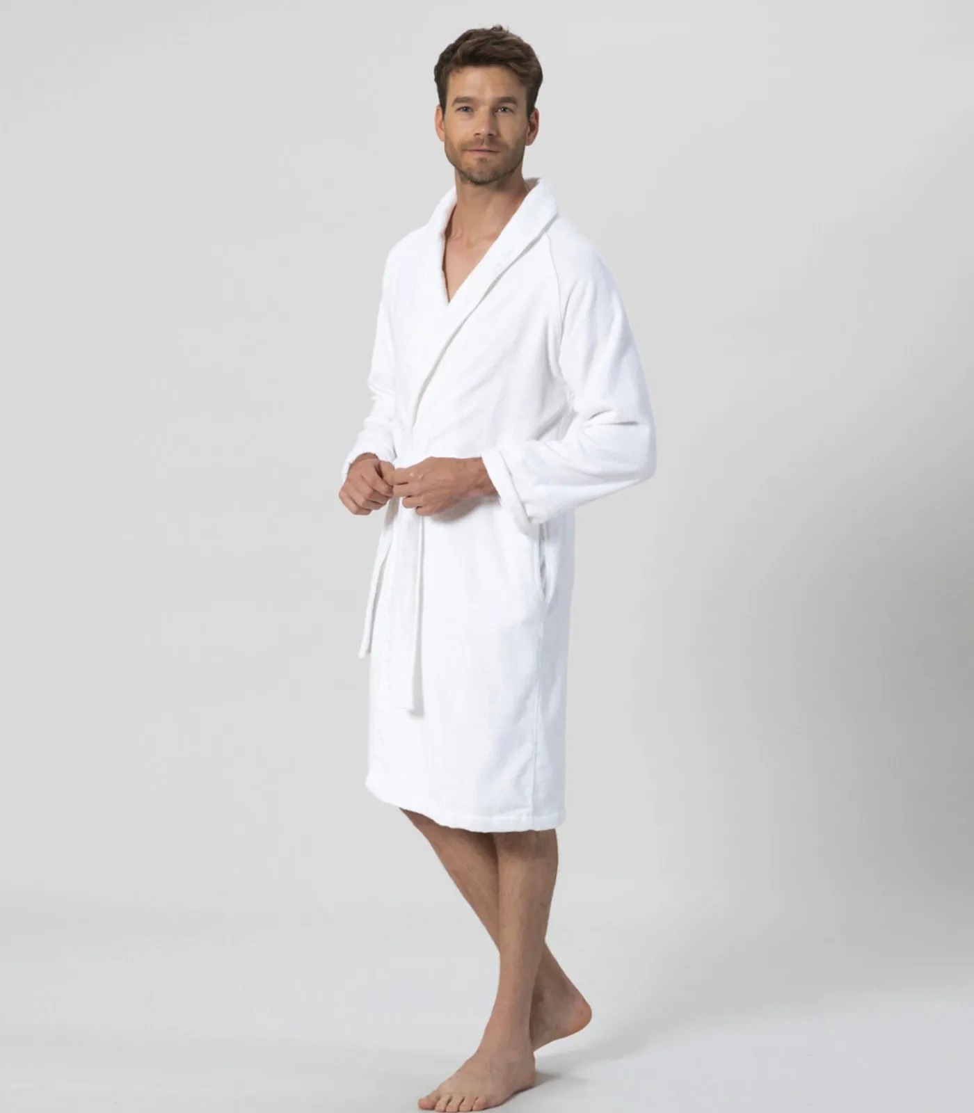 New Unisex Badjas Solid Wit - L Heren Badjassen