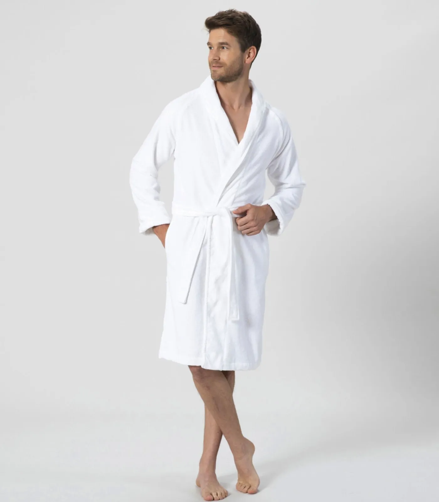 New Unisex Badjas Solid Wit - L Heren Badjassen