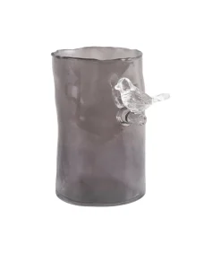 Present Time Vaas Bird On Branch - Donkergrijs - 9.5x9.5x15cm