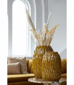 Outlet Vaas Feder - Geel - 28.5x19x40cm Vazen