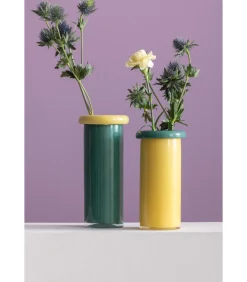 Outlet Vaas Plegado S - Geel - 12x12x23.5cm Vazen