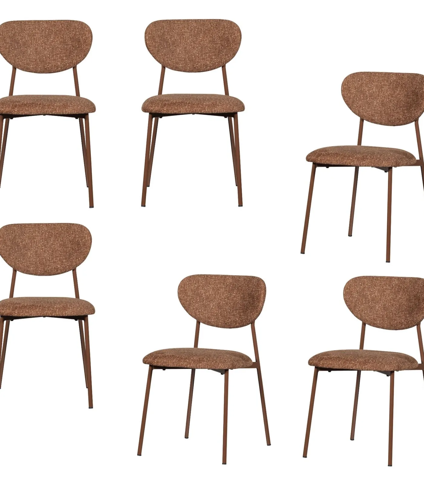 WOOOD Valor Eetkamerstoelen - Polyester - Bruin - Set van 6