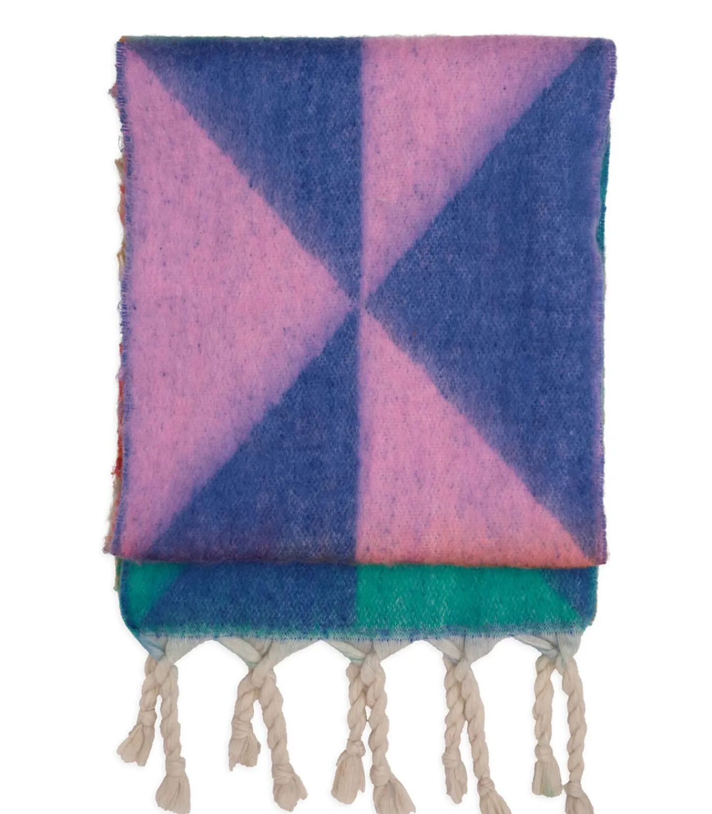 DAMES J&JOY Veelkleurige driehoeksjaal met franje