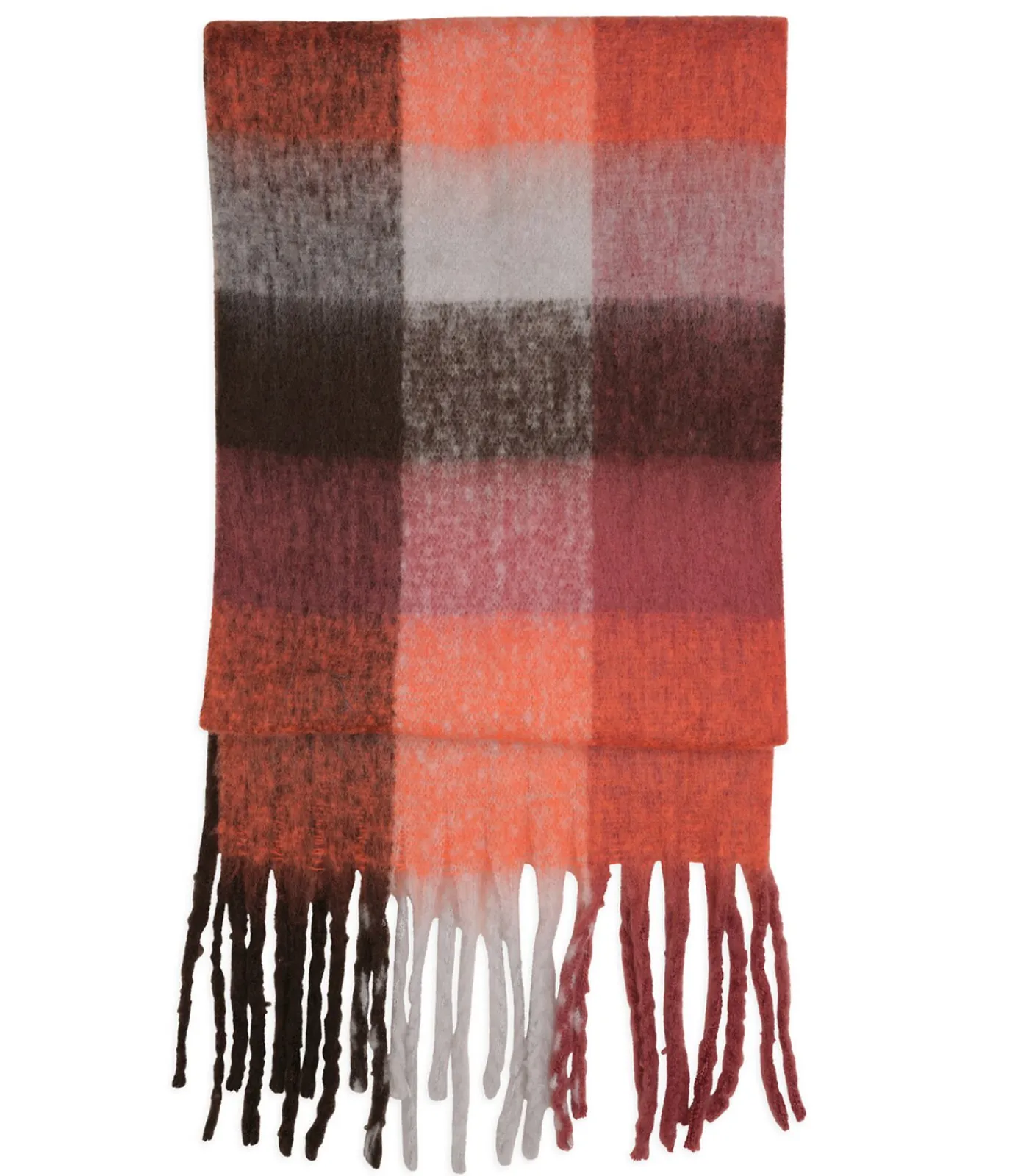 DAMES J&JOY Veelkleurige vierkante sjaal met franje