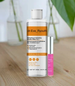 Dr. Ever Youth Verfrissend en hydraterend micellair water 2 in 1 150 ml + vitamine E en pepermunt lip plumps 8 ml