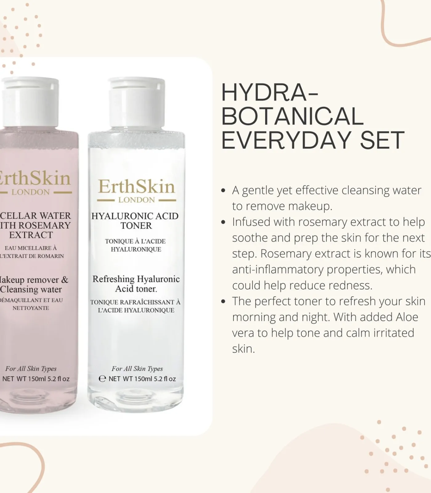 Hot Verfrissende hyaluronzuurtoner + micellair water Gezicht Sets