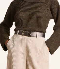 New Vergulde leren riem met verlengde gesp DAMES Riemen