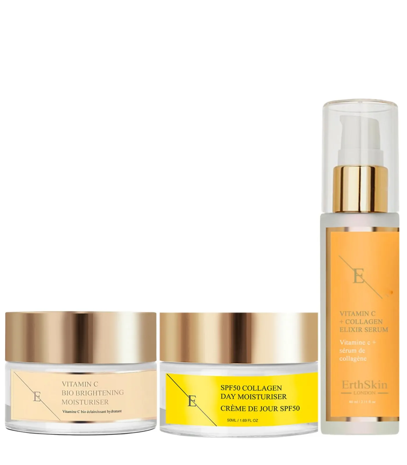Erth Skin London VITAMINE C ELIXIR SERUM + Vitamine C Bio Brightening Moisturizer + SPF Dagcrème