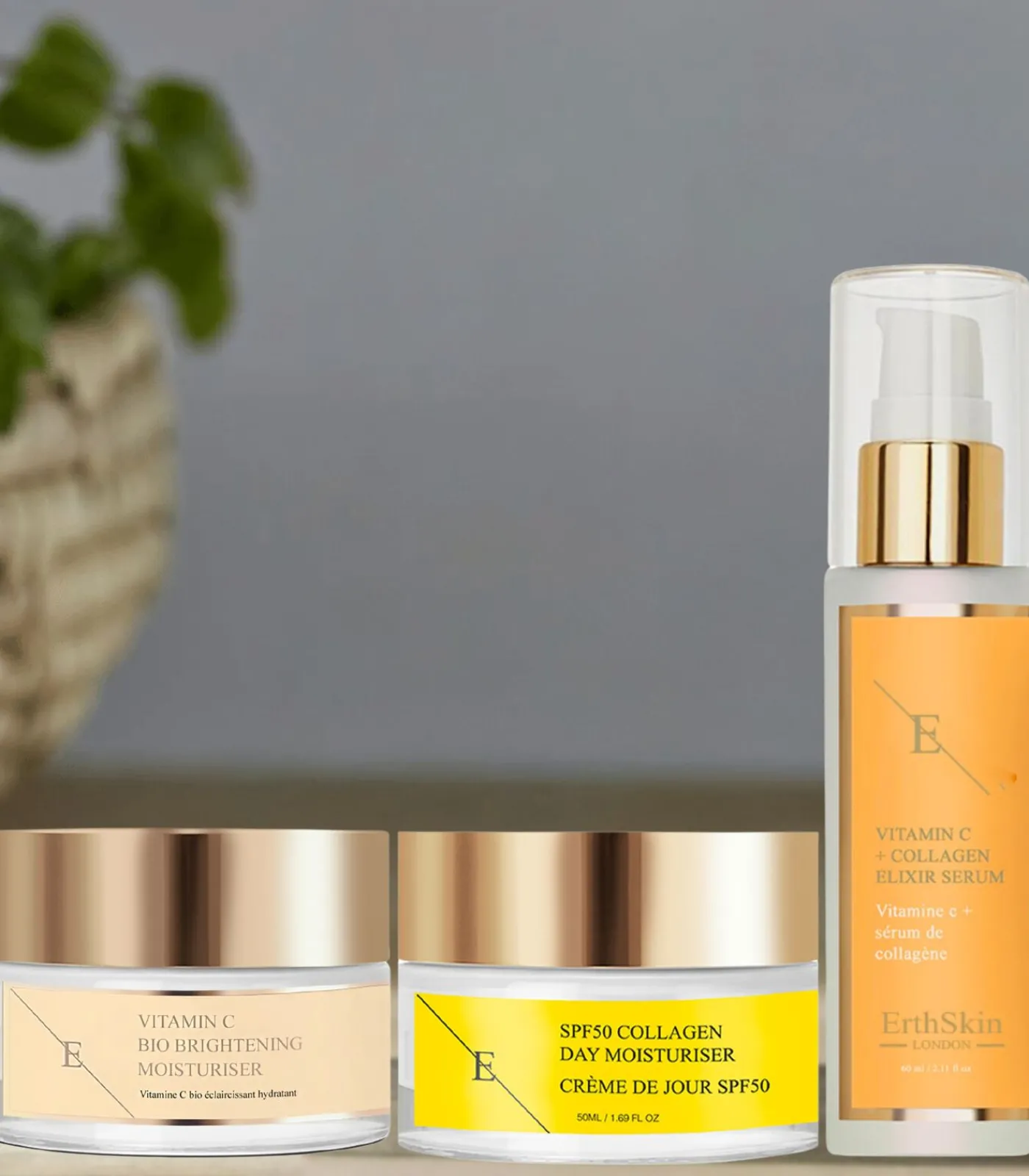 Erth Skin London VITAMINE C ELIXIR SERUM + Vitamine C Bio Brightening Moisturizer + SPF Dagcrème