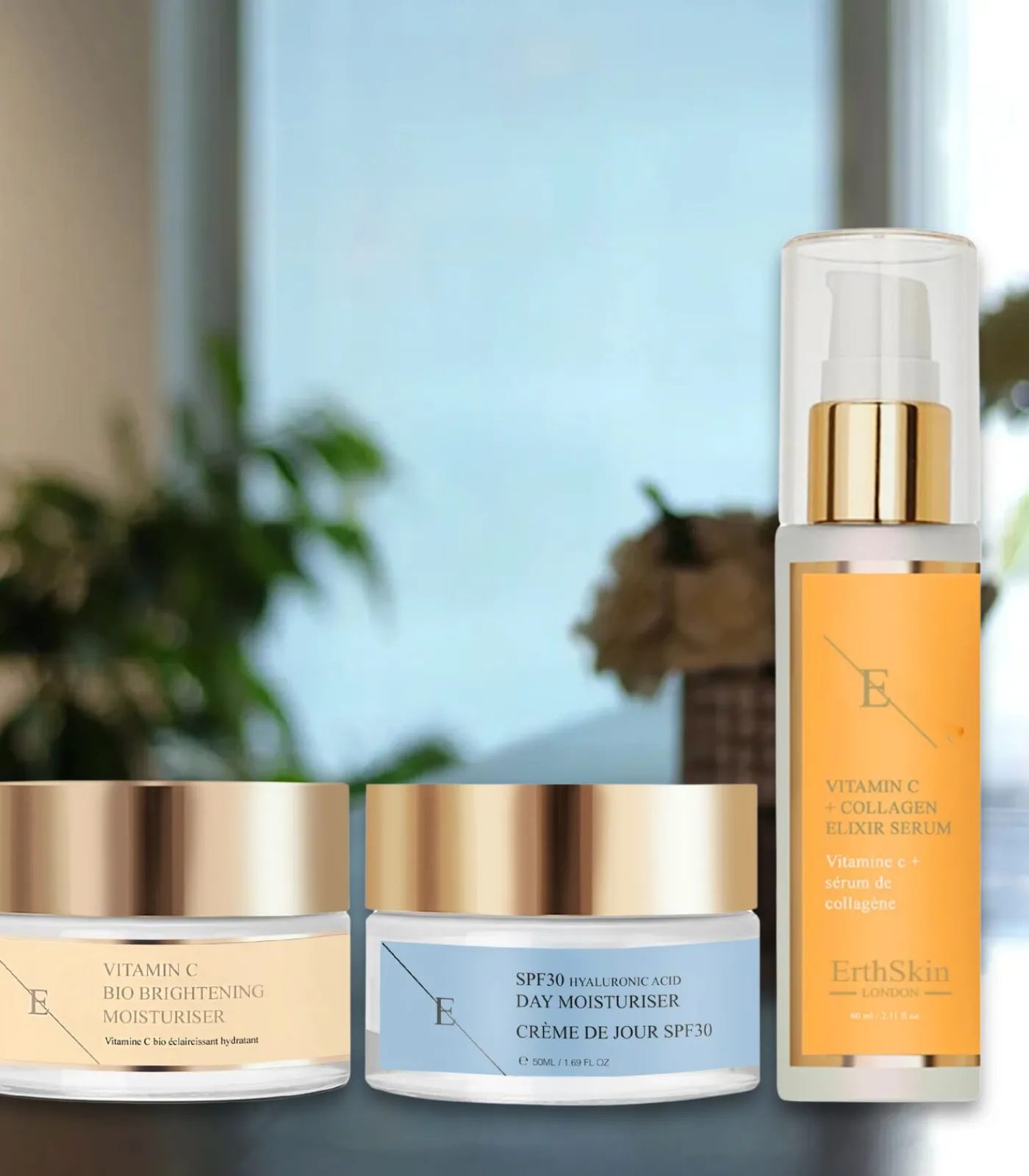 Erth Skin London VITAMINE C ELIXIR SERUM + Vitamine C Bio Brightening Moisturizer + SPF Dagcrème