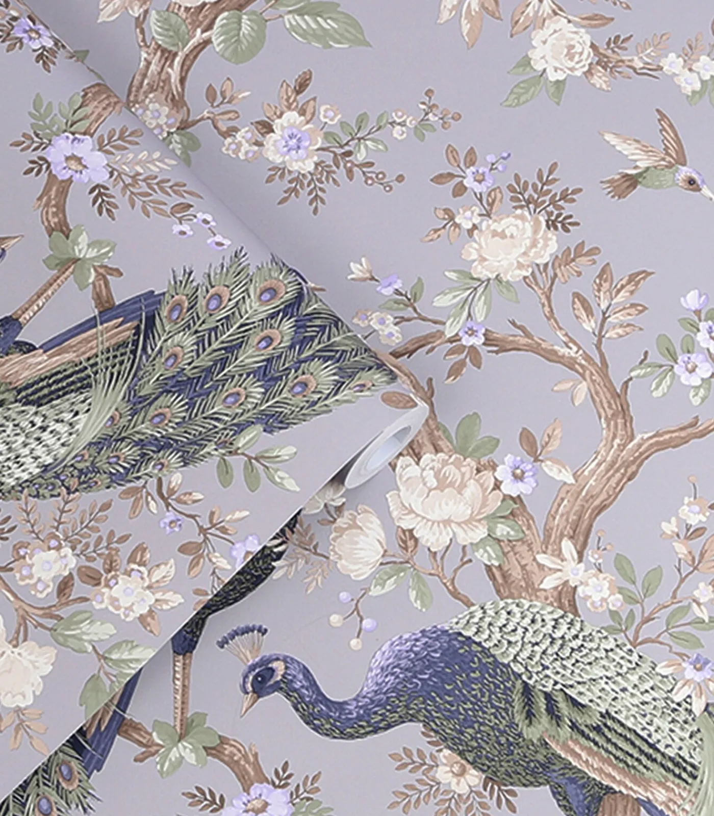 Laura Ashley Vliesbehang Belvedere | Paars | Pauwen |