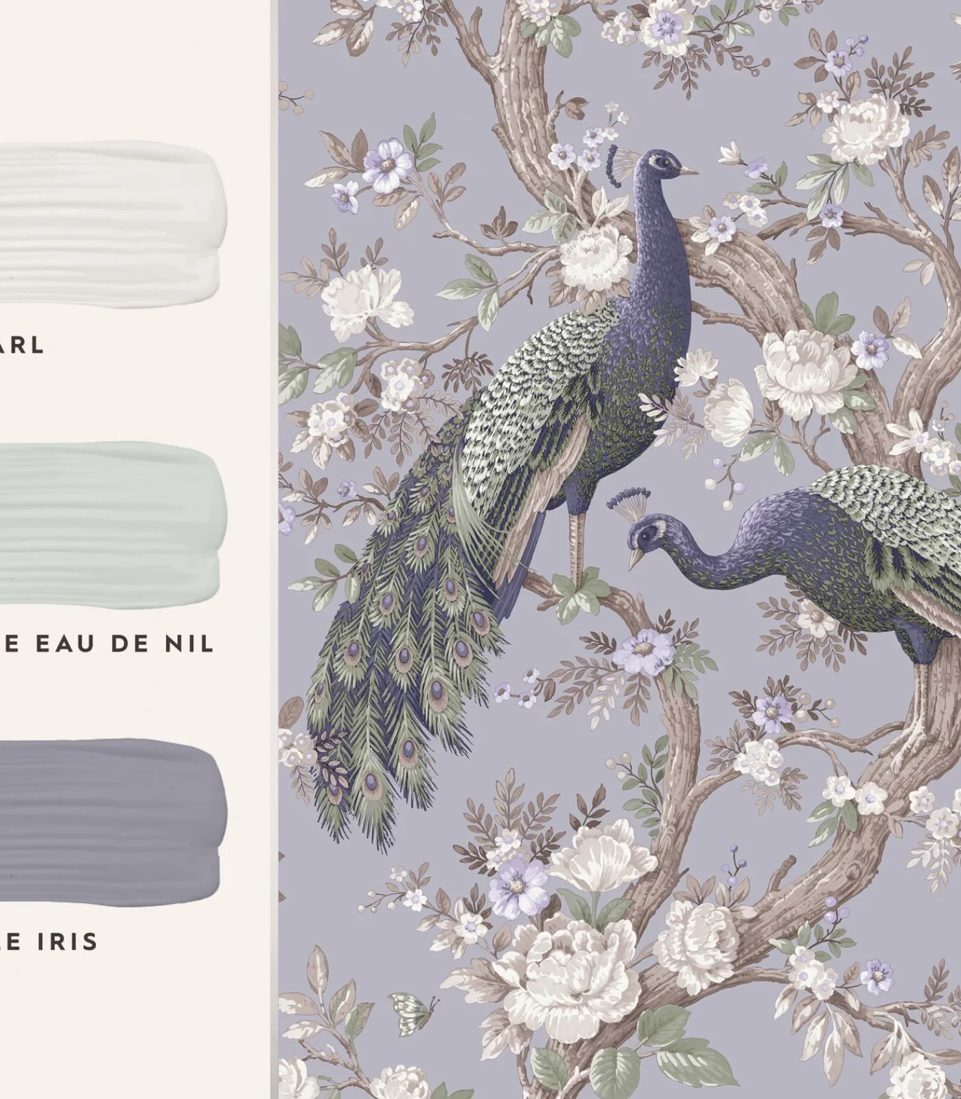 Laura Ashley Vliesbehang Belvedere | Paars | Pauwen |