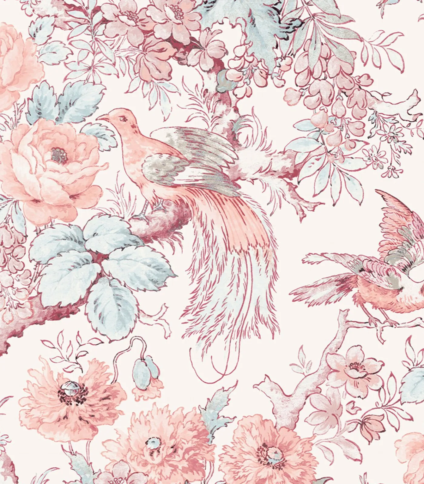 Laura Ashley Vliesbehang Birtle | Roze | Vogels &