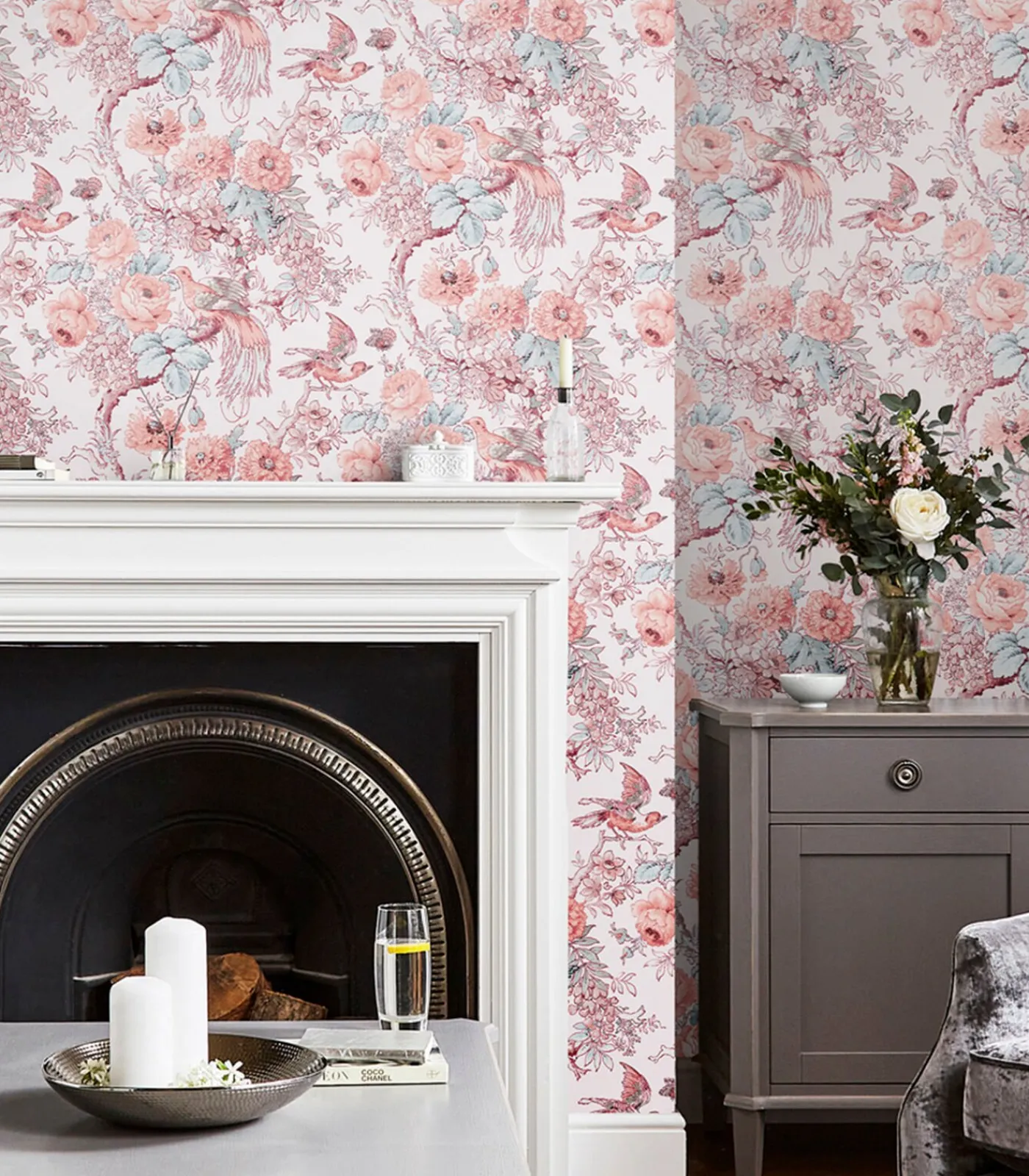 Laura Ashley Vliesbehang Birtle | Roze | Vogels &