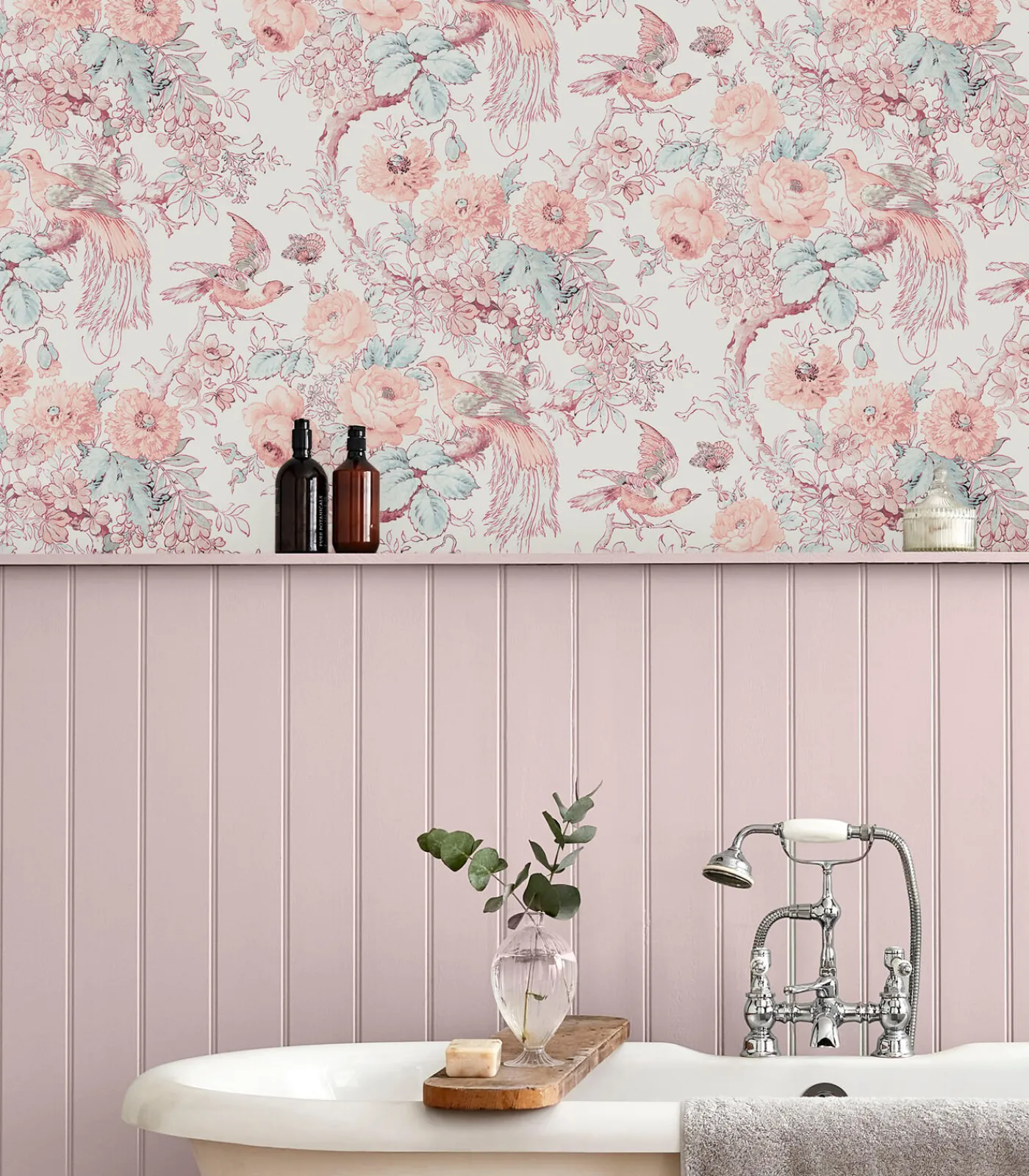 Laura Ashley Vliesbehang Birtle | Roze | Vogels &