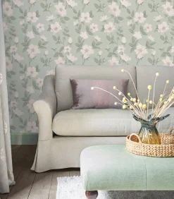 Laura Ashley Vliesbehang Fleurir Smoke Green | Zacht