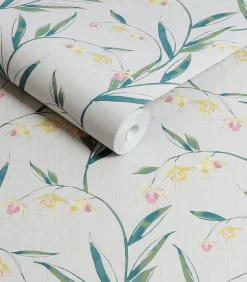 Laura Ashley Vliesbehang Fulwell Fuchsia Grijs