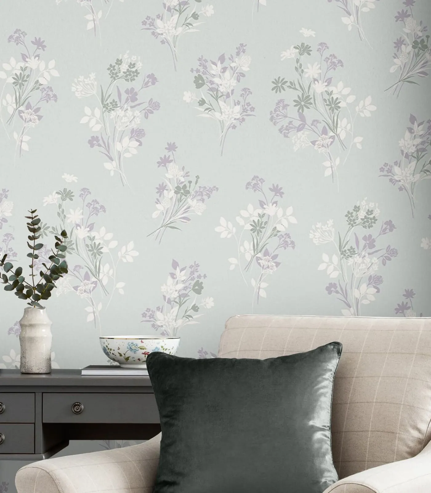 Laura Ashley Vliesbehang Igerna Pale Duck Egg Blue|