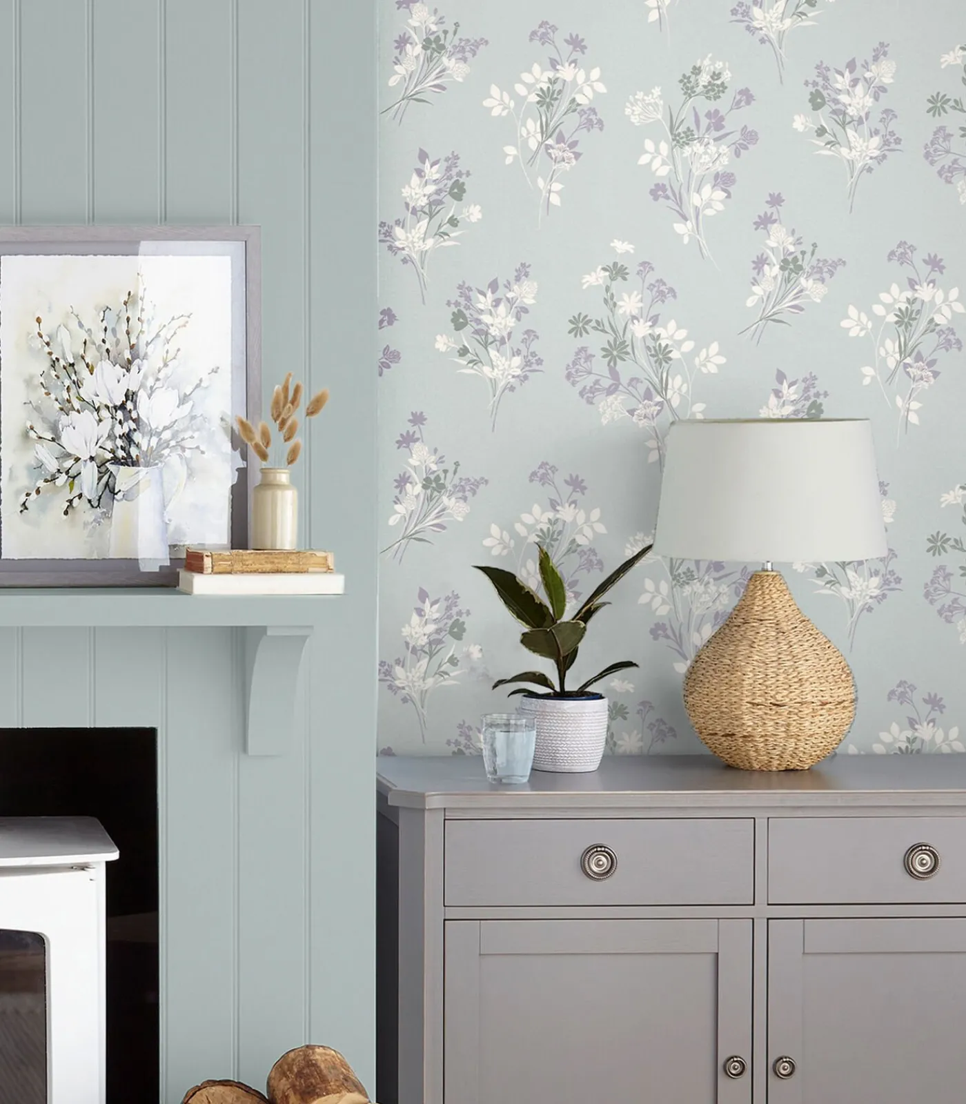 Laura Ashley Vliesbehang Igerna Pale Duck Egg Blue|