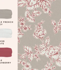 Laura Ashley Vliesbehang Pollington Roses Donkergrijs