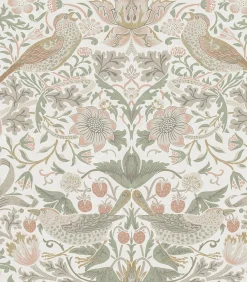 William Morris at Home Vliesbehang Strawberry Thief Sage & Pink