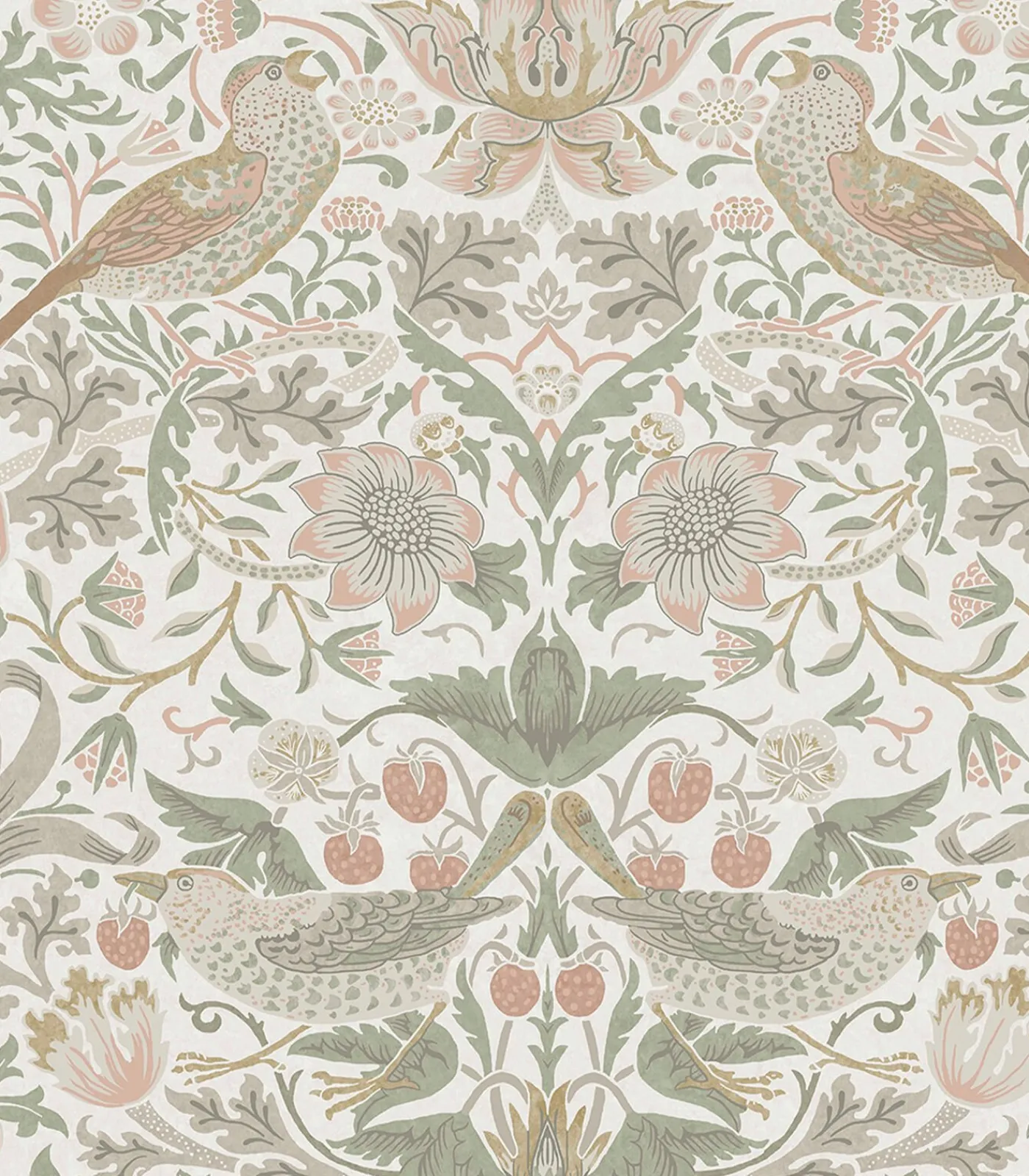 William Morris at Home Vliesbehang Strawberry Thief Sage & Pink