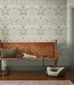 William Morris at Home Vliesbehang Strawberry Thief Sage & Pink