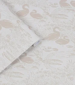 Hot Vliesbehang Swans Dove Grey| Beige Grijs Wanddecoratie