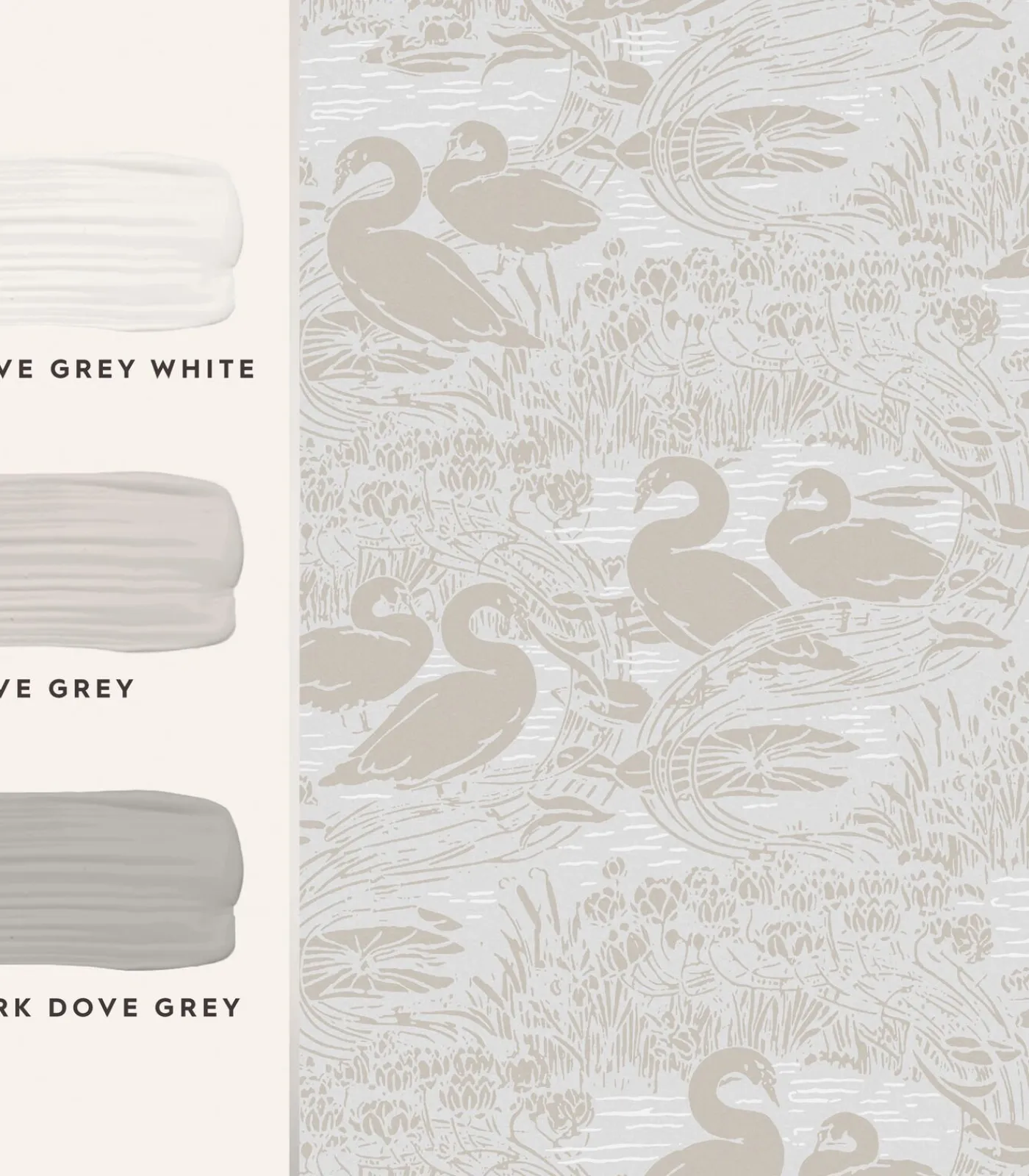 Hot Vliesbehang Swans Dove Grey| Beige Grijs Wanddecoratie