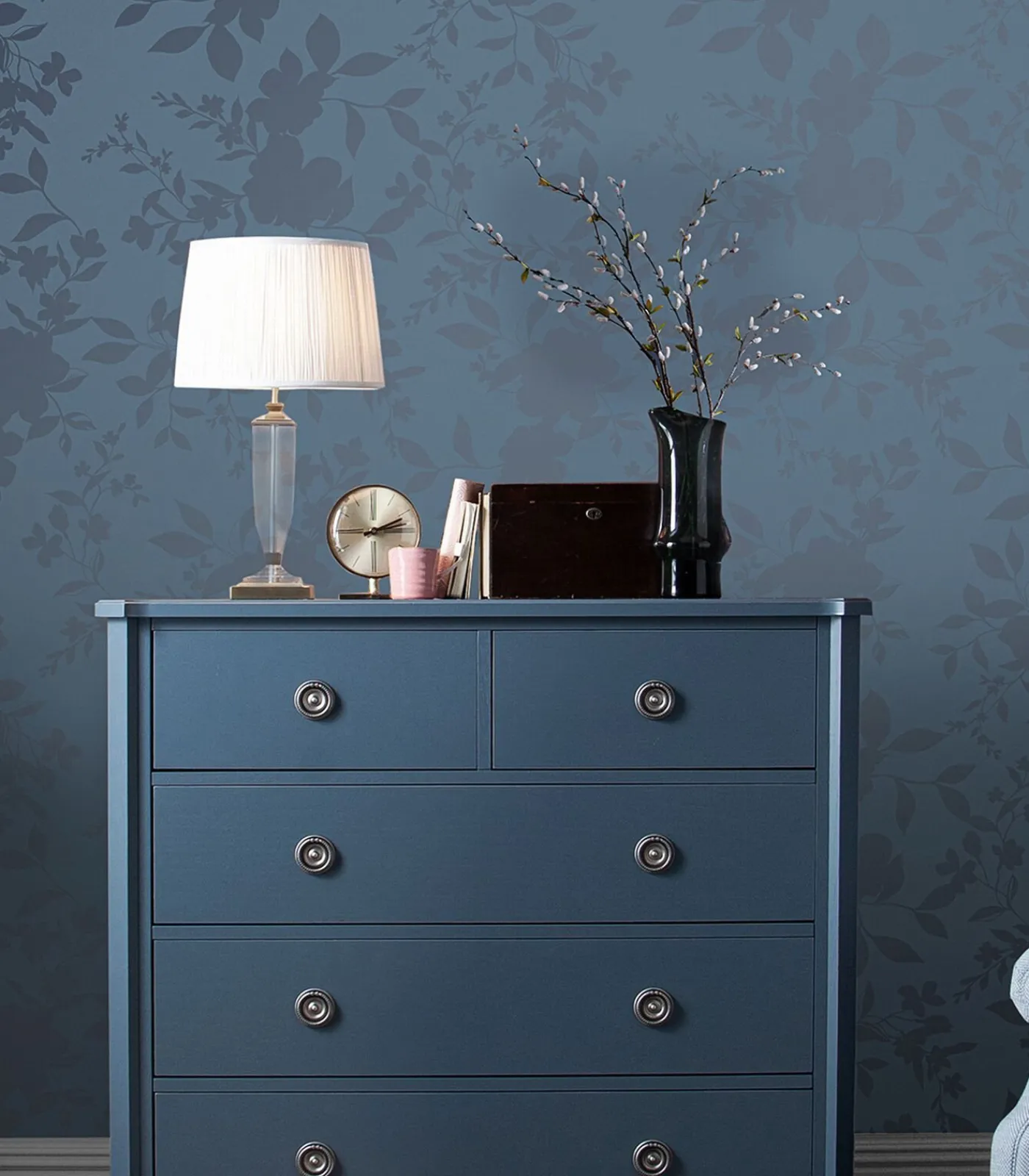 Laura Ashley Vliesbehang Westbourne Midnight Blue |